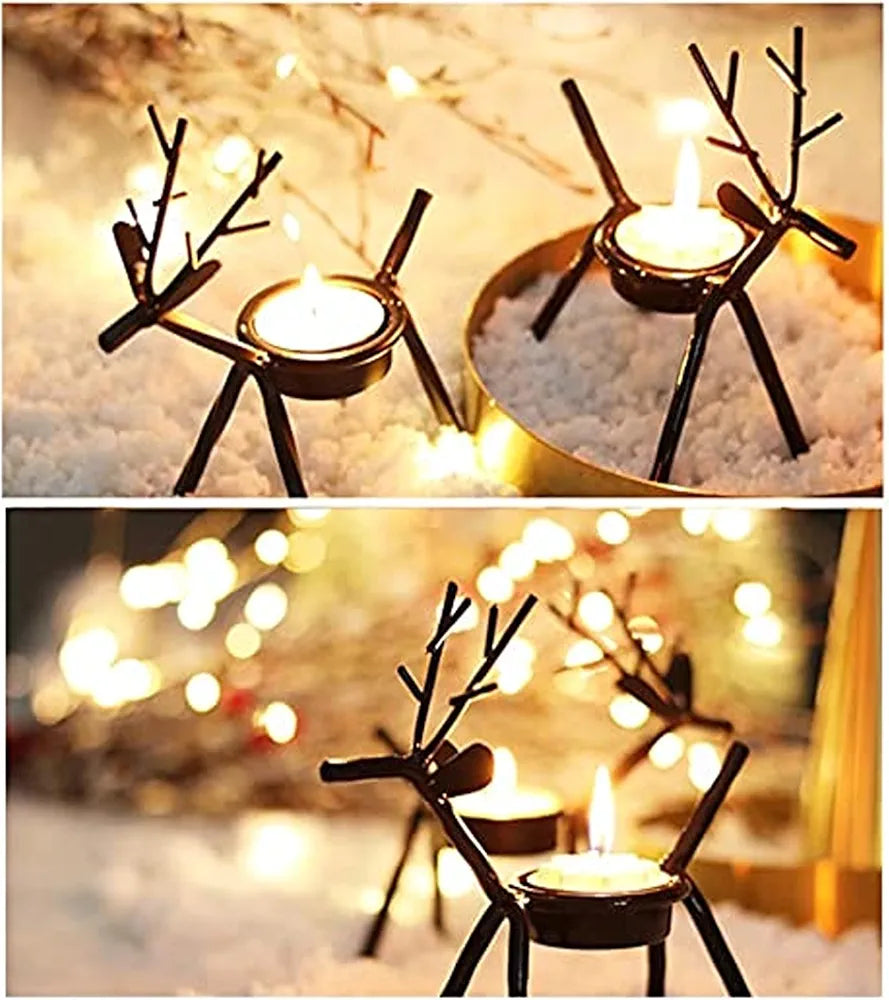 The Purple Tree Cast Iron Christmas Reindeer Tealight Holder Pack of 2