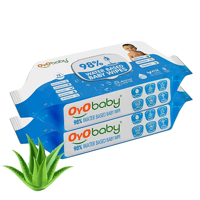 Oyo Baby Wipes for new born baby with Lid 72 Wipes Each Pack for Kid