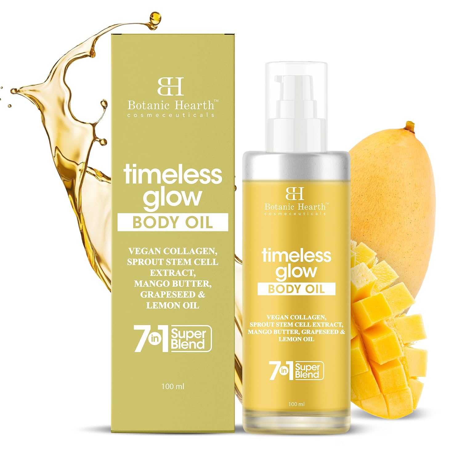 Botanic Hearth Timeless Glow Anti-Aging Body Oil with Vegan Collagen & Stem Cell Extract | Firming Massage Oil for Youthful Glowing Skin | For Women & Men | 100ml