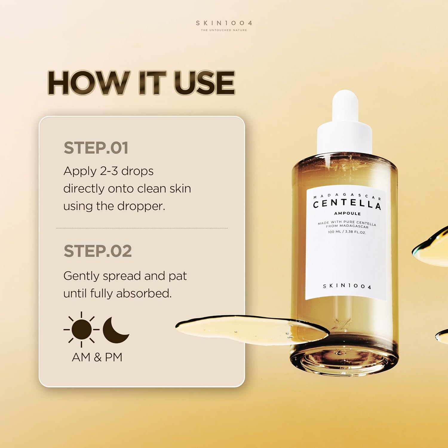 SKIN1004 Madagascar Centella Asiatica Ampoule Facial Serum |100% Centella Asiatica Extract for Soothing Sensitive and Acne-prone Skin, 30ml