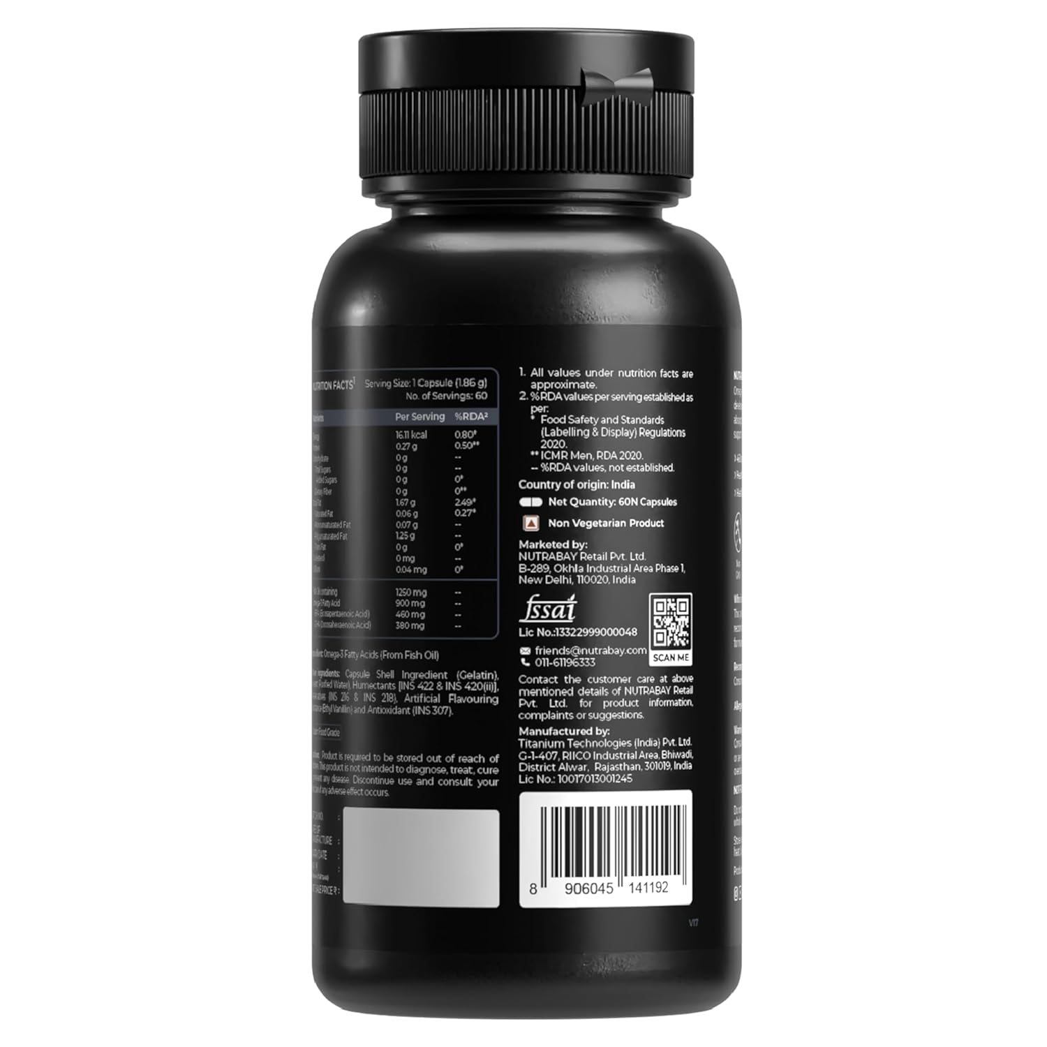 Nutrabay Pro Fish Oil Omega 3 (Triple Strength) - 1000mg for Adults, Capsules 60 Count