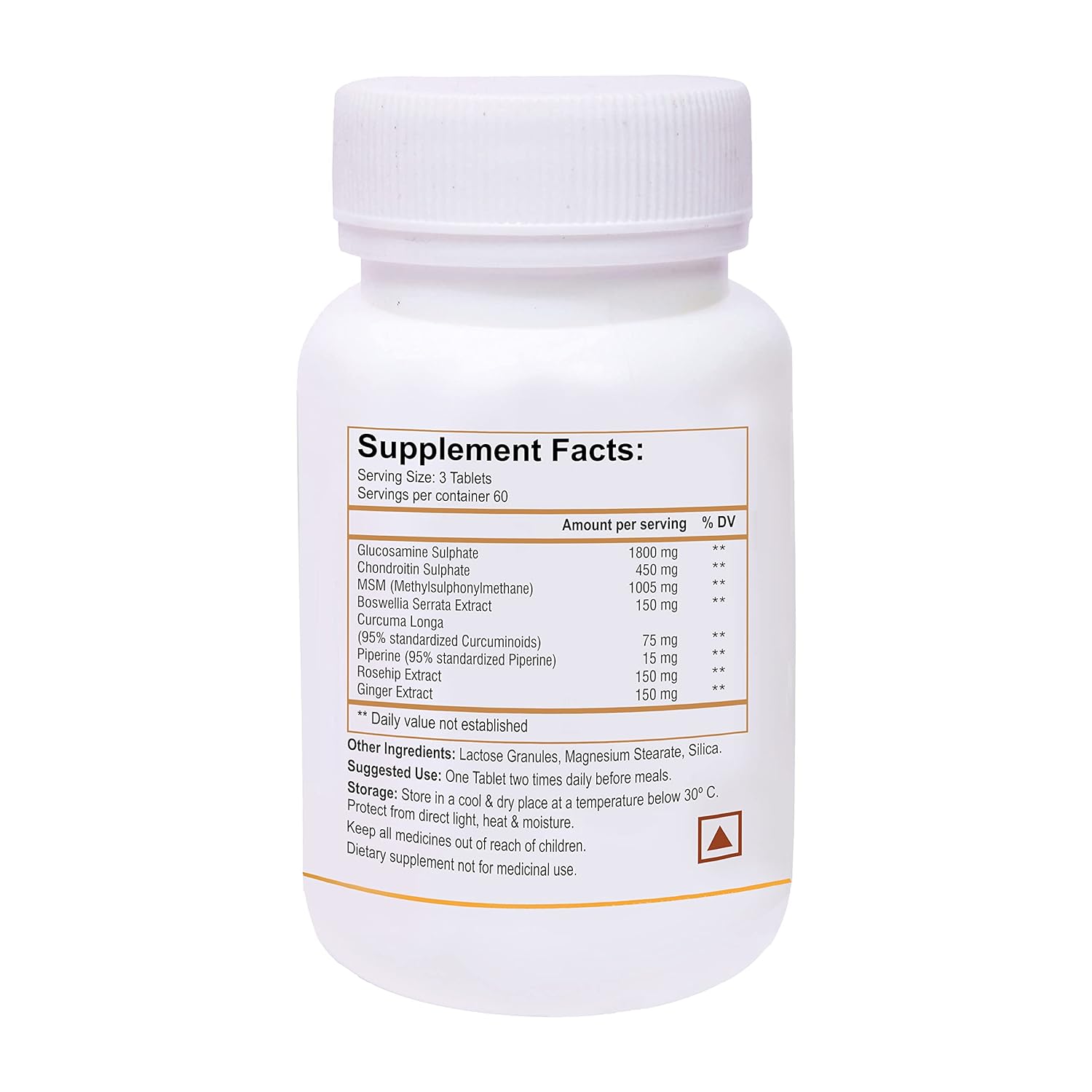 Biotrex Nutraceuticals Glucowell GOLD 1800mg - Maximum strength of Glucosamine with MSM (60 Tablets)