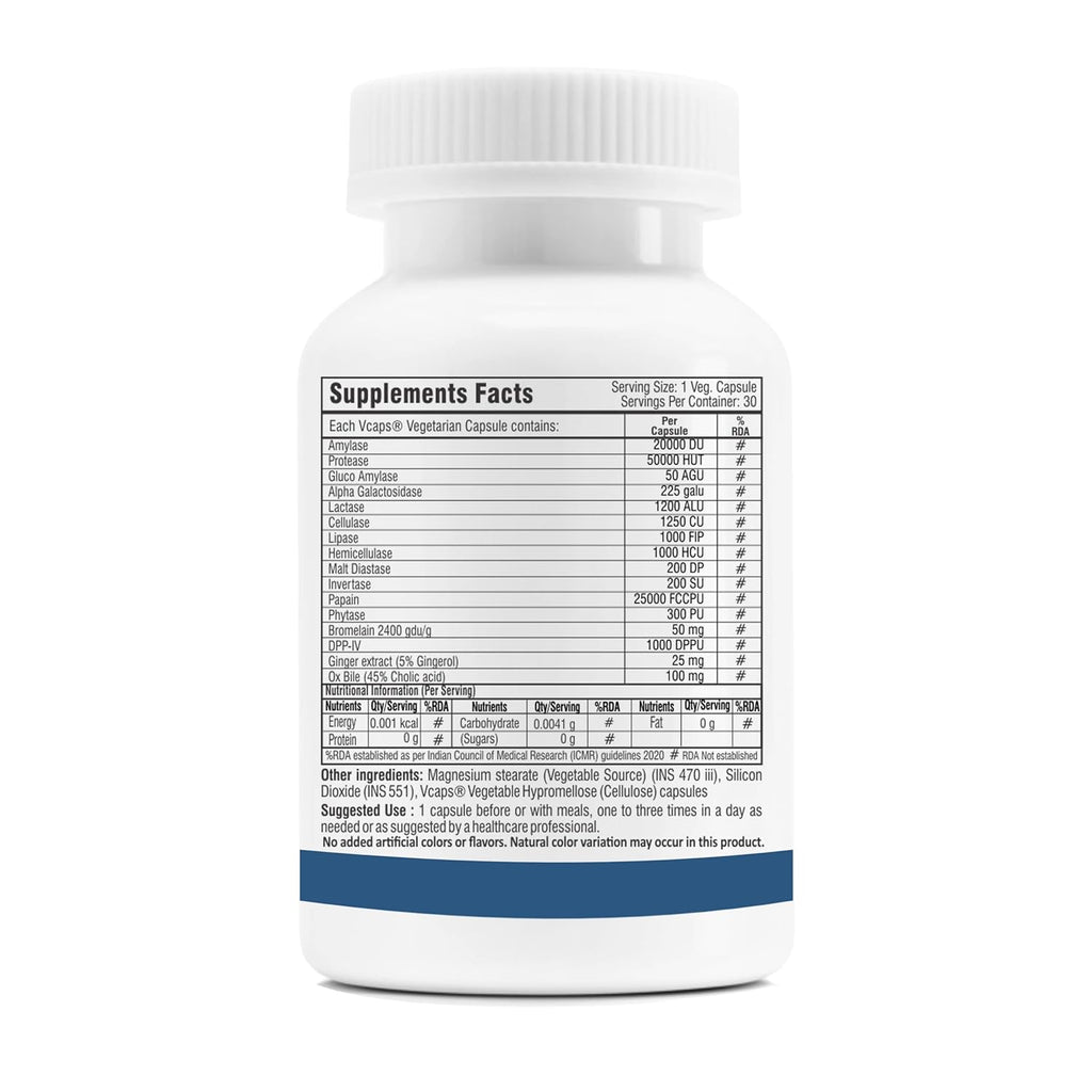 Trexgenics COMPLETE DIGEST 3X, Triple Action Digestive Support for Fat, Carbohydrates & Protein, Lactose and Fibers with 14 Enzymes, Ginger and Bile Cholic acid (30 capsules) (Pack of 1), 60 grams