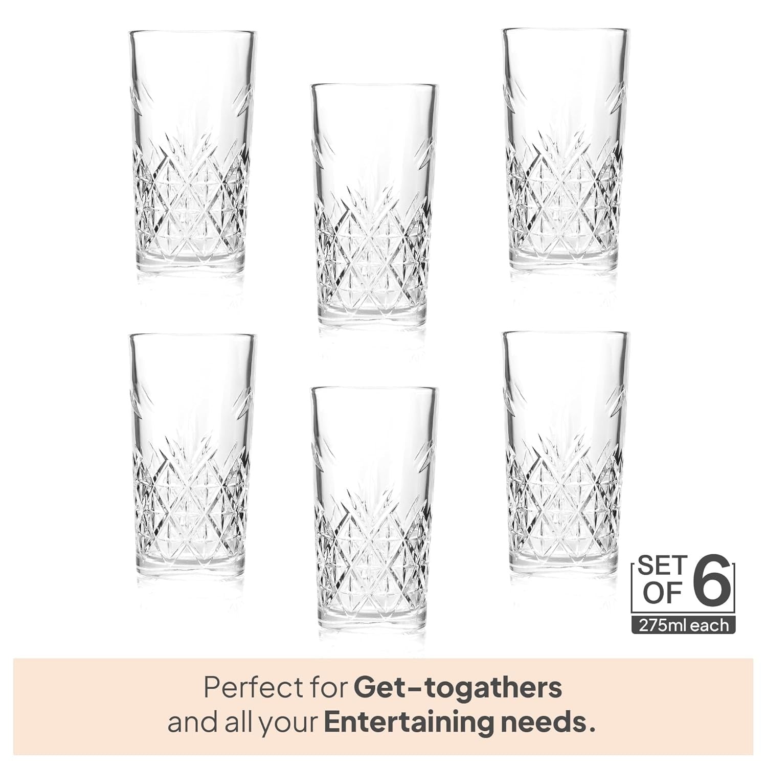 Cello Classix 275ml Juice Tumbler Set of 6
