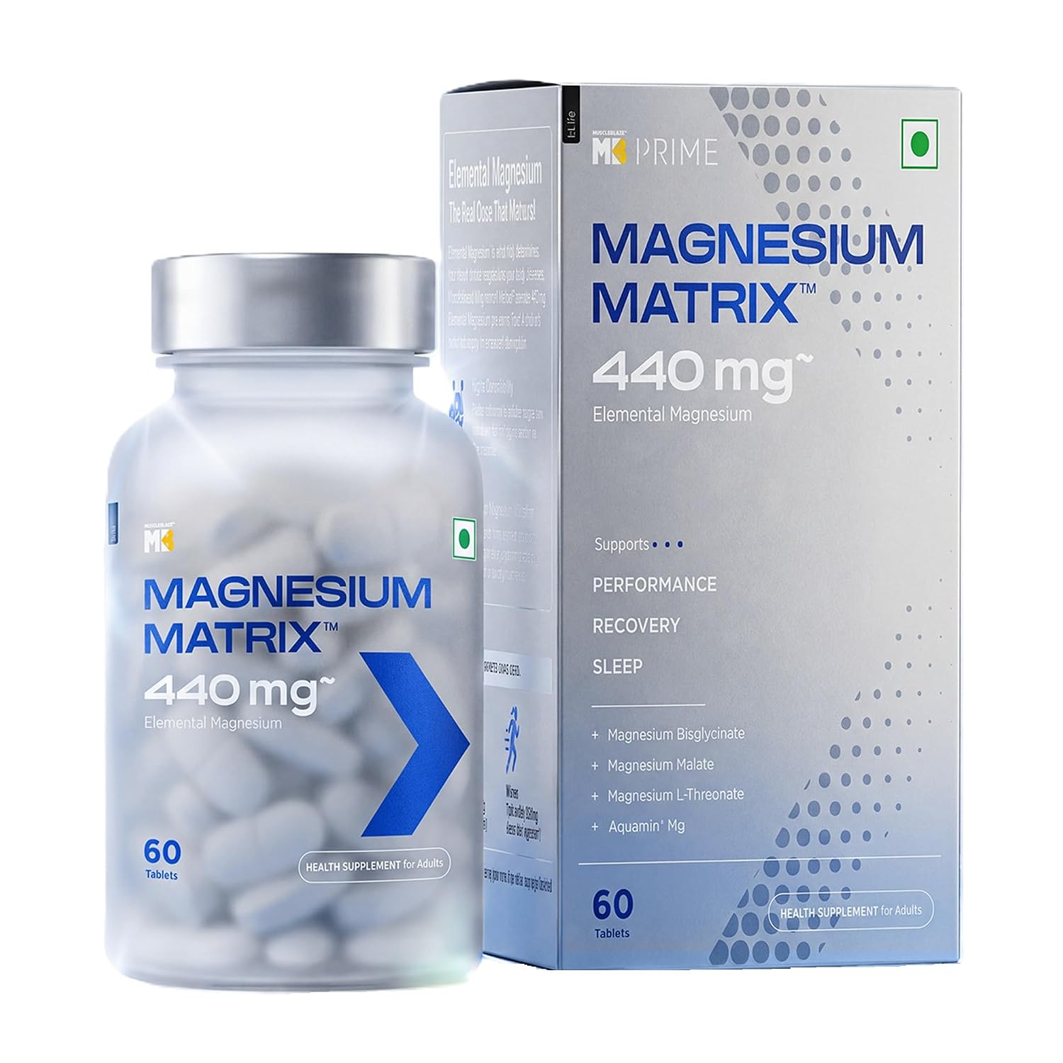 MuscleBlaze Magnesium Matrix Tablets | 440mg Elemental Magnesium | Supports Performance, Recovery & Sleep