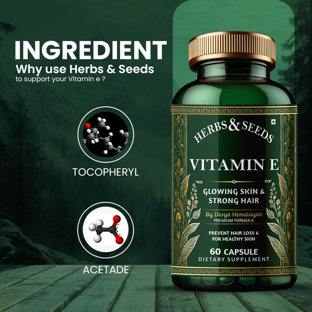 Simply Herbal Vit- E Capsules â€“ 100% Natural Vit- E Supplement with Vit- E â€“ Paraben Free â€“ 60 Capsules