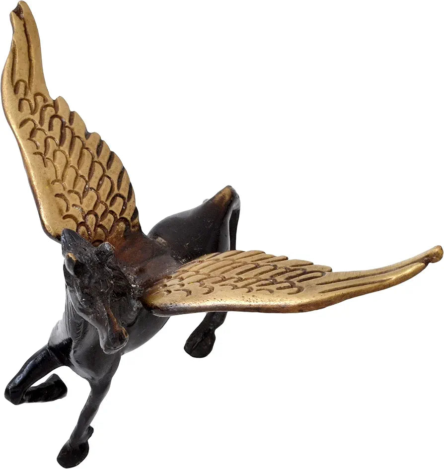 Two Moustaches Flying Angel Brass Horse Showpiece for Home Decor