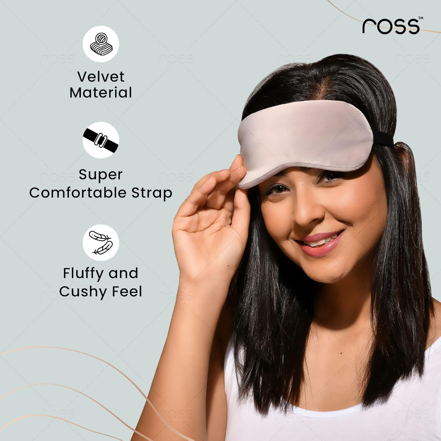 Ross Breathable Fabric Sleep Eye Mask â€“ Ultra-Soft, Smooth & Cozy with Adjustable Strap for Ultimate Comfort, Light Blocking & Deep Sleep â€“ Perfect for Travel, Meditation, Naps, Relaxation & Stress Relief - Grey