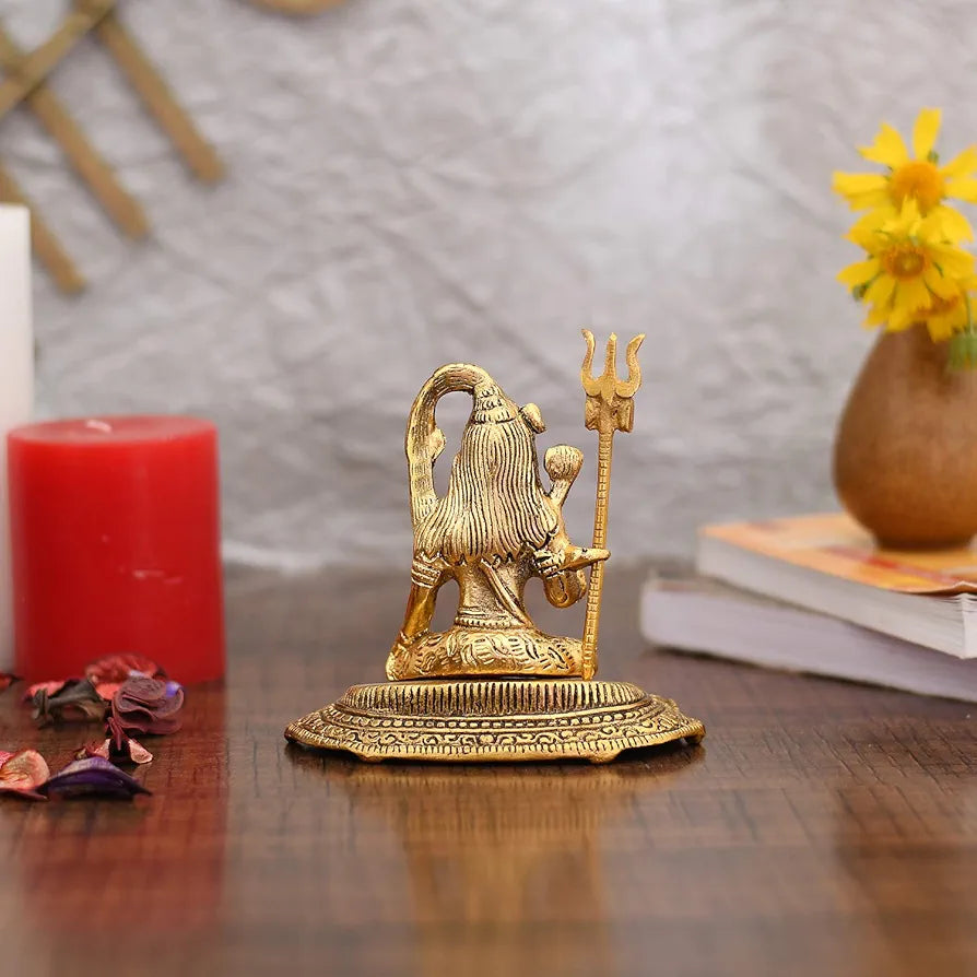 Collectible India Lord Shiva Idol Statue Gold Plated Shiva Idol Showpiece