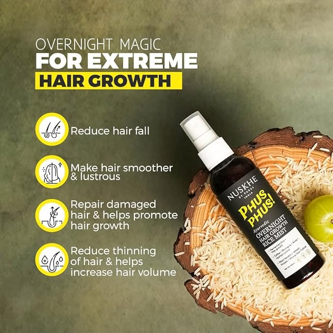 Nuskhe by Paras Ayurvedic Overnight Hair Growth Rice Mist for Extreme Hair Growth - 100 ml (Pack of 2)