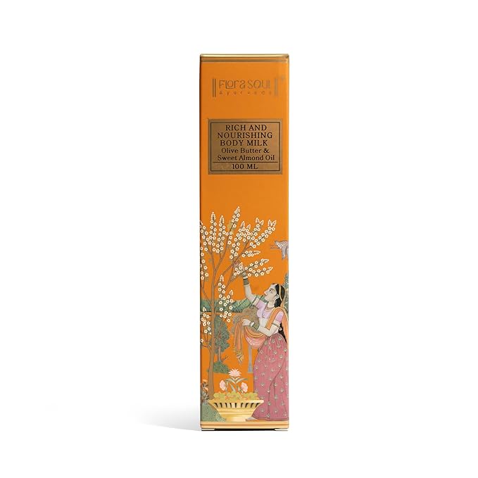 FloraSoul Ayurveda Rich & Nourishing Body Milk Olive Butter & Sweet Almond Oil - 100 Ml