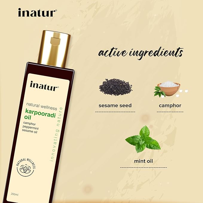 Inatur Karpooradi oil Natural Pain Relief Massage Oil for Stress - 200 ml
