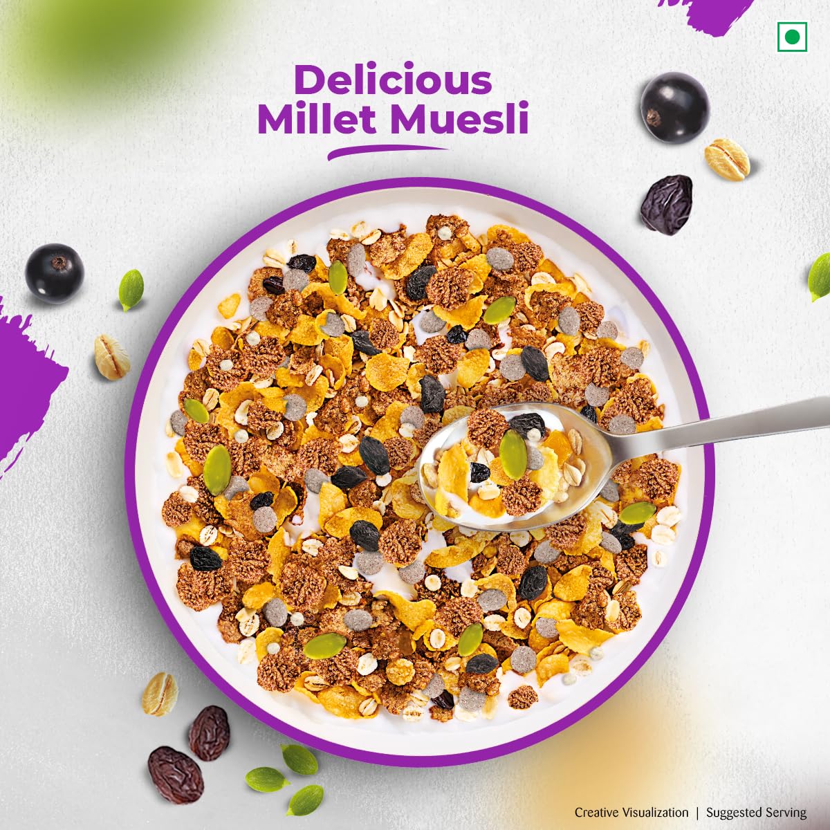 Kellogg's Millet Muesli with 84% Fruit, Seed & Multigrain| Power Breakfast | No Maida No Palm Oil | India's No 1 Muesli | 1000g