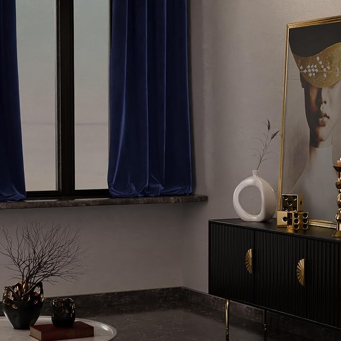 Stoa Paris Curtain for Home Single Pc PatternedVelvet Curtain for Window Colour Blue Enigma