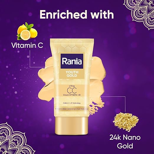 Rania CC Cream SPF50PA++IR with Vitamin C24K Gold - 25 gms