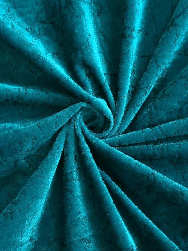 Cortina 2 Piece Solid Design Panel Eyelet Velvet Door Curtains | 7 Feet | Aqua