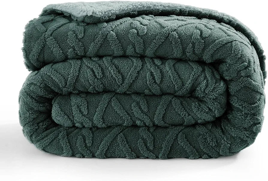 Homekart Flannel with Sherpa Luxurious Super Soft Reversible Double Bed Blanket for Winter 500GSM Blanket Quilt Rajaai Color Bottle Green