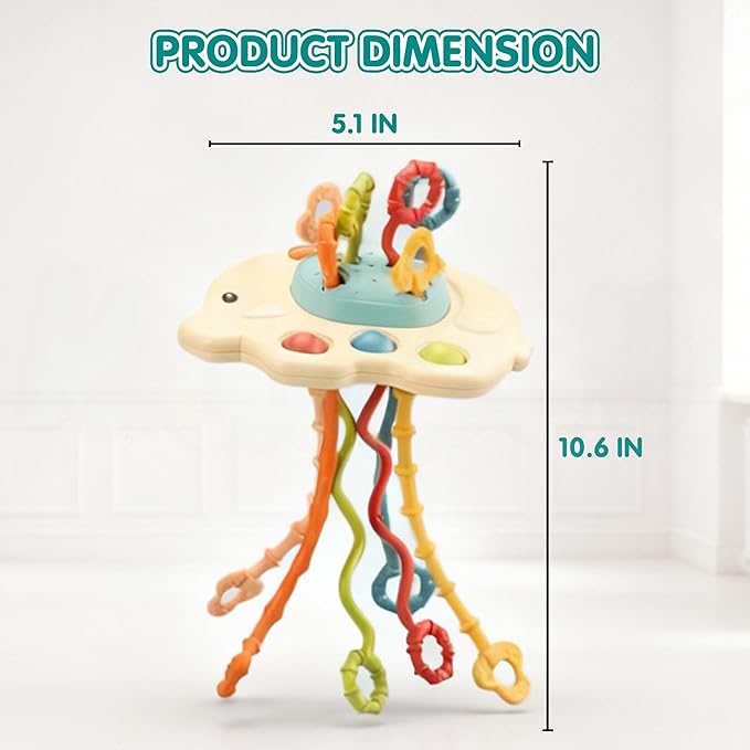 Kidology Elephant Pull String Toy for Babies 6+ Months Teething Strings