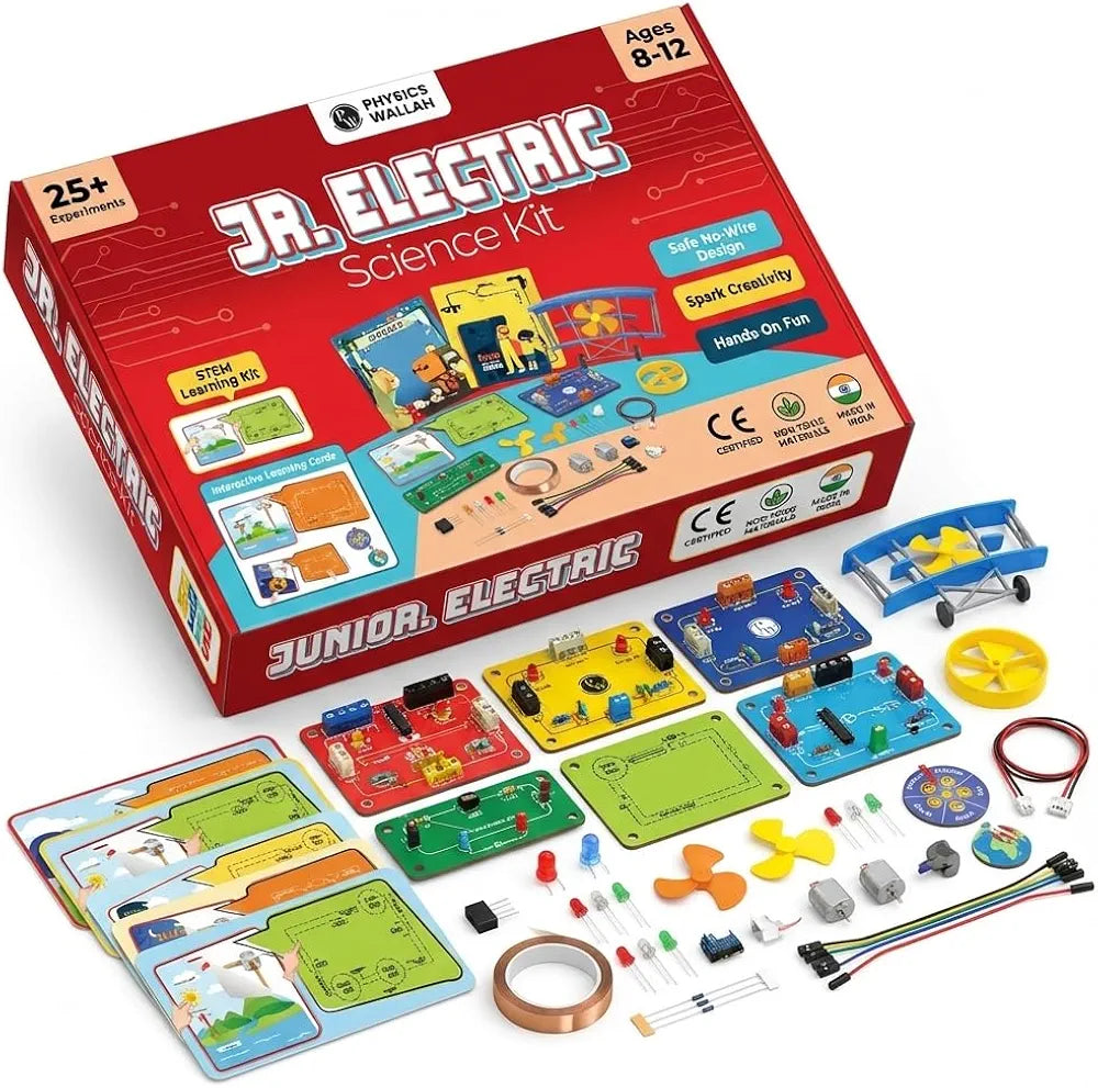 PW Junior Electric Science Kit for Kids 8–12, STEM Learning Toy with 25+ Safe DIY Circuit Experiments