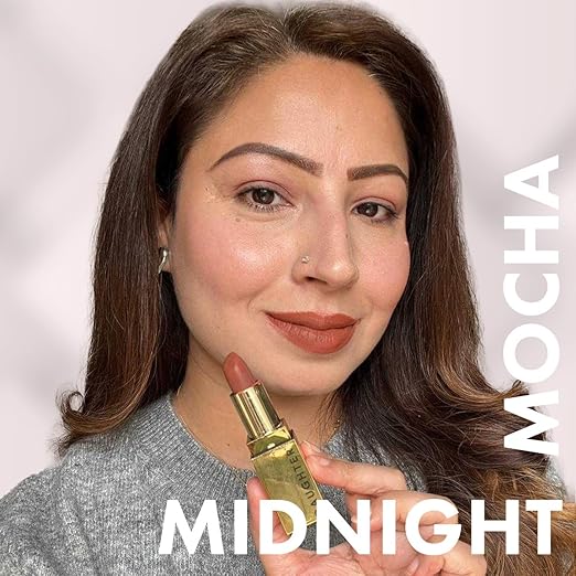 Daughter Earth Midnight Mocha 100% Vegan Natural Lipstick, Highly Pigmented Lightweight Lip Color - 4 Gms