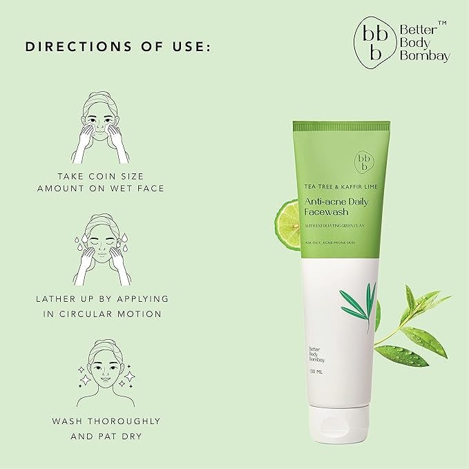 Better Body Bombay Tea Tree & Kaffir Lime Daily Facewash - 100 ml (Pack of 2)