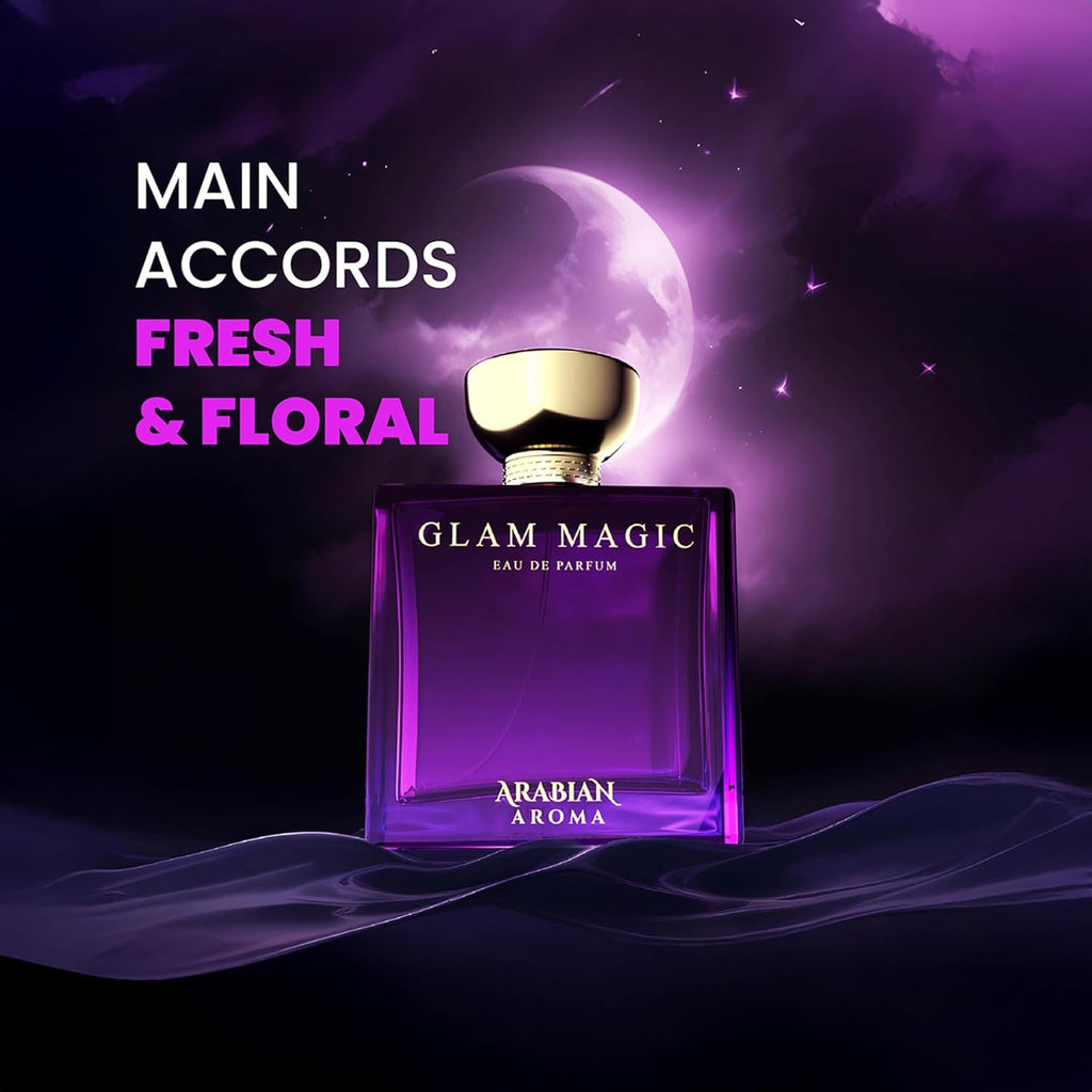 Arabian Aroma Glam Magic Women's Perfume | Long Lasting Perfumes for Women | Floral Perfume -Women and Girls' perfume | Eau De Parfum (100ml)