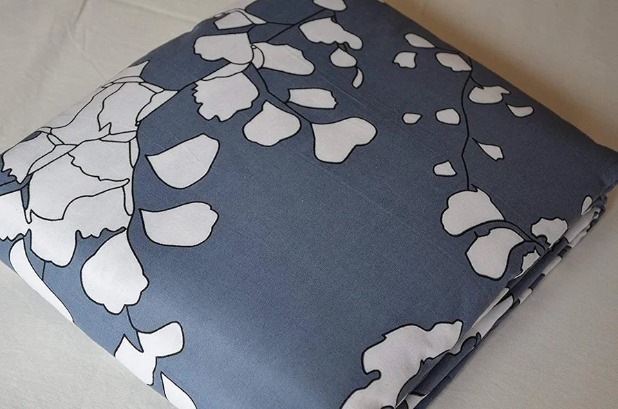 Trance Home Linen 150 GSM Pure Cotton Reversible Dohar Single Bed Size Ac Blanket Comforter Soft Light-Weight Bed Blanket 56 X 88 Inch Colour Grey White Leaves