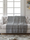 Saral Home Easy Living Soft Decorative Viscose Chenille Striped Sofa Covers/throw Grey