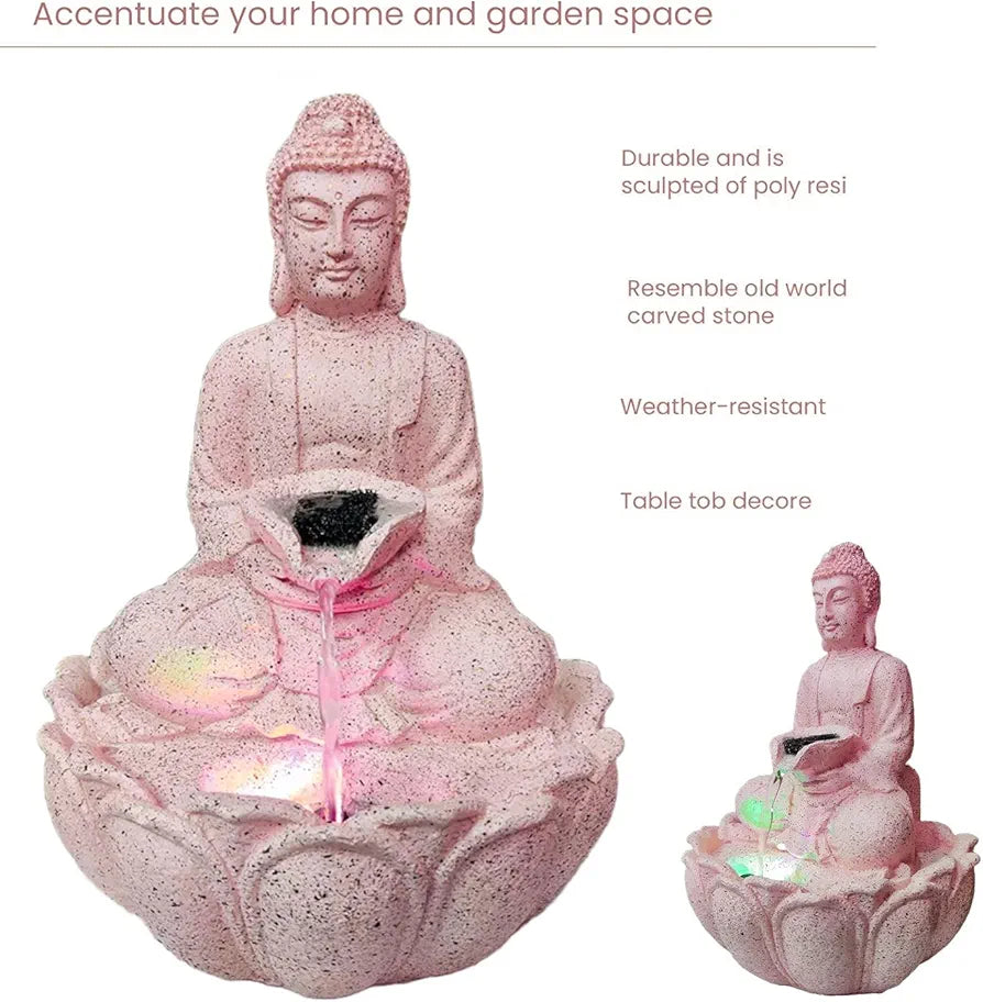 Alila Rose Gold Buddha Statue Statues Water Fountain for Living Room 14inches
