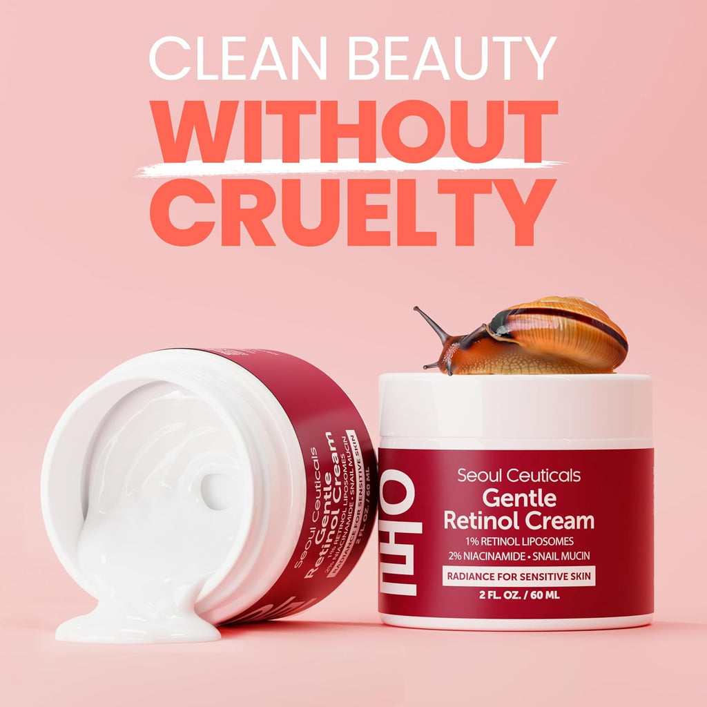 SeoulCeuticals Korean Retinol Night Cream for Face â€“ K Beauty 1% Retinol Cream with 97.5% Snail Mucin & 2% Niacinamide â€“ Lightweight Moisturizer for Sensitive Skin â€“ 2oz