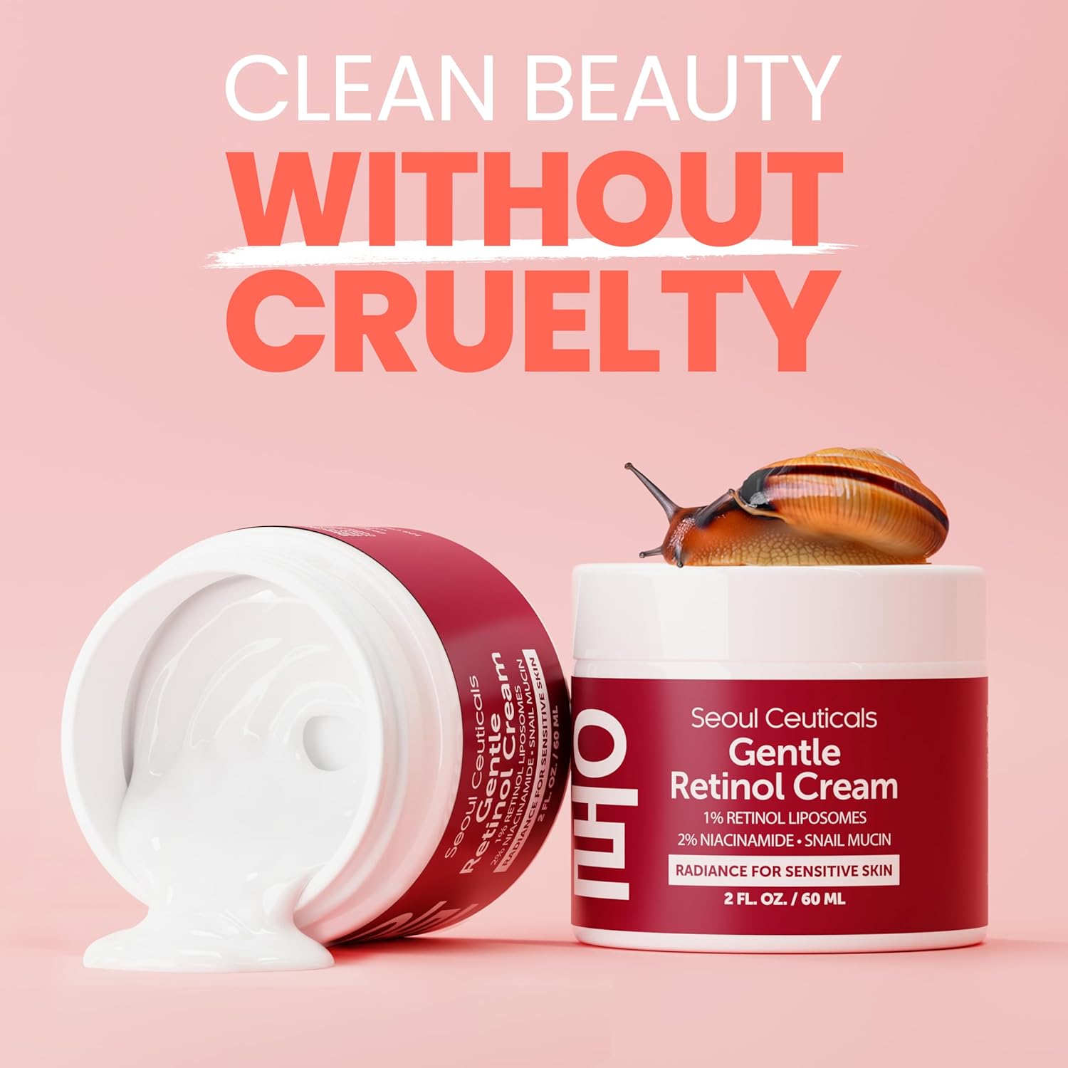 SeoulCeuticals Korean Retinol Night Cream for Face â€“ K Beauty 1% Retinol Cream with 97.5% Snail Mucin & 2% Niacinamide â€“ Lightweight Moisturizer for Sensitive Skin â€“ 2oz