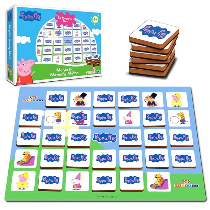 Wembley Peppa Pig Magnetic Memory Match Game for Kids Puzzle 32 Tiles with 64 Picture Icons