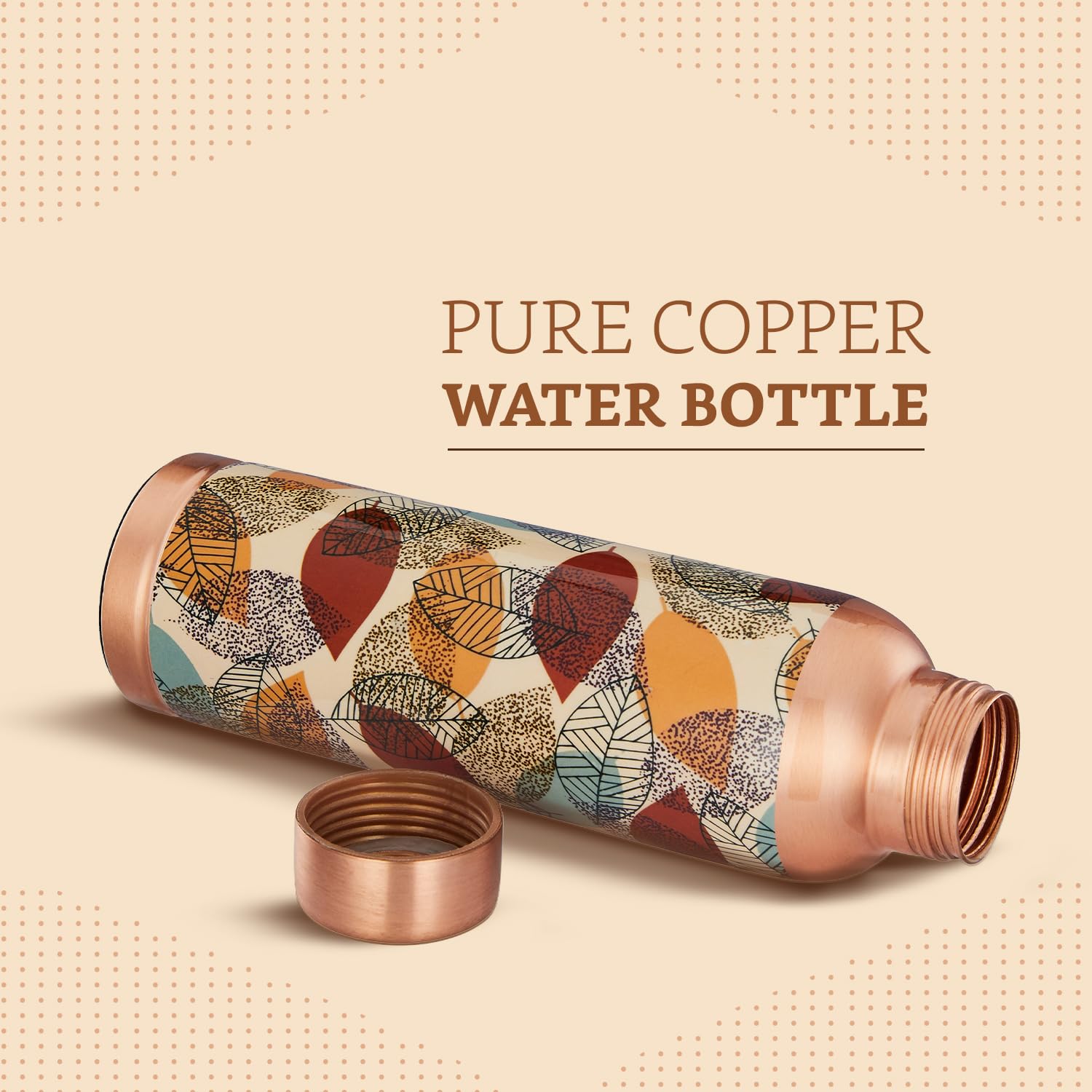 Solimo Copper Leak-Proof Meenakari Bottles | 950 ml | Pure Copper | Traditional Art Design | Daily Wellness Bottle