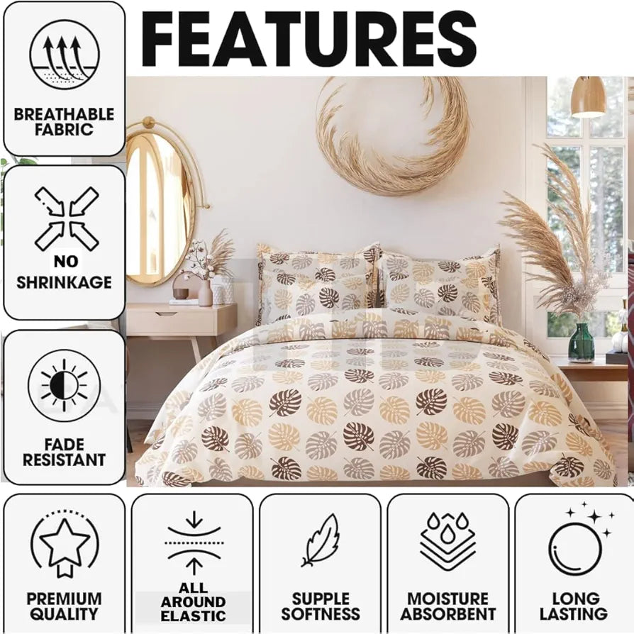 The Home Style Supersoft Cotton King Size Printed Flat Double Bedsheet with 2 Pillow Cover 400 TC Twilight Hush