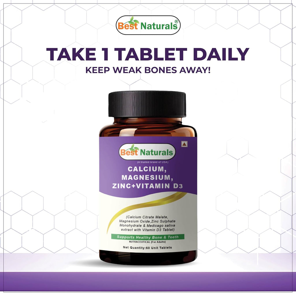 Best Naturals Calcium Magnesium Zinc with Vitamin D3 â€“ 60 Tablets â€“ 2-Month Supply Trusted Brand from USA