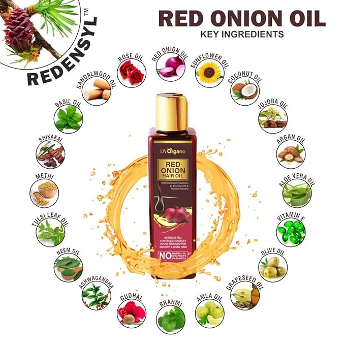 La Organo Red Onion Hair Oil for Complete Hair Solution - 200 Ml | Pack of 2