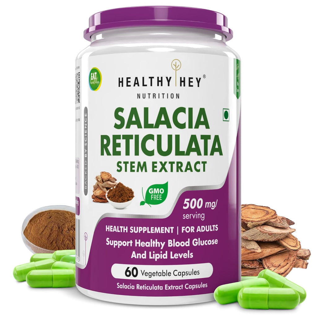 HealthyHey Nutrition Salacia Reticulata Bark Extract - 500mg per serving - 60 Vegetable Capsules