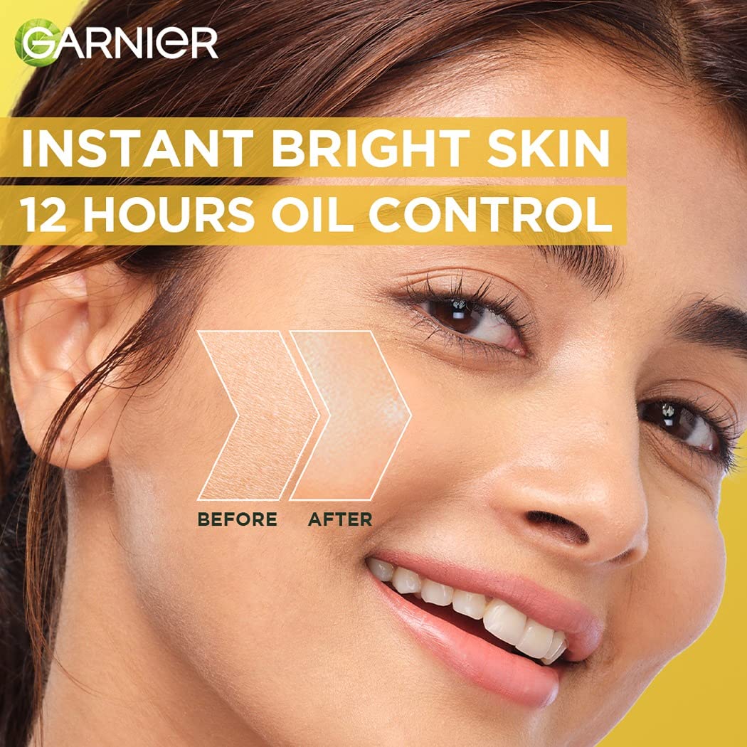 Garnier Brightening Moisturiser, Serum Gel, Infused with Vitamin C and Lemon, For Radiant skin, Oil Free Skin for upto 12 hours, Bright Complete Vitamin C, for all Skin Types, For Men and Women, 45g