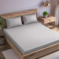 Trance Home Linen Skin Friendly 100% Cotton Jacquard Weave Fitted Bedsheet for Queen Size Bed with 2 Pillow Cover Premium 300TC Colour Silver Grey