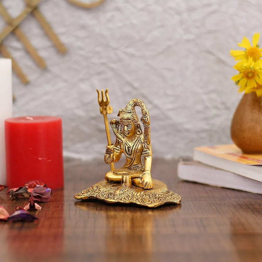 Collectible India Lord Shiva Idol Statue Gold Plated Shiva Idol Showpiece
