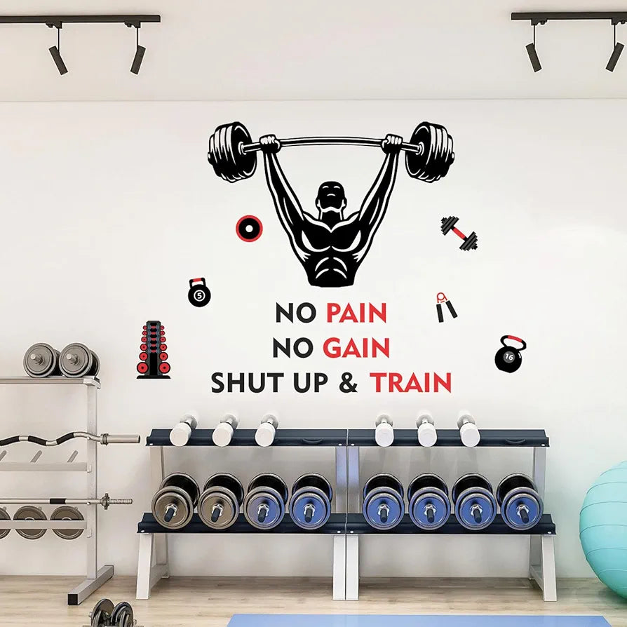 StickMe Gym Fitness Bodybuilding Sports Workout Boxing Inspirational Motivational Quotes Wall Sticker Premium Large - 140 x 100 cm
