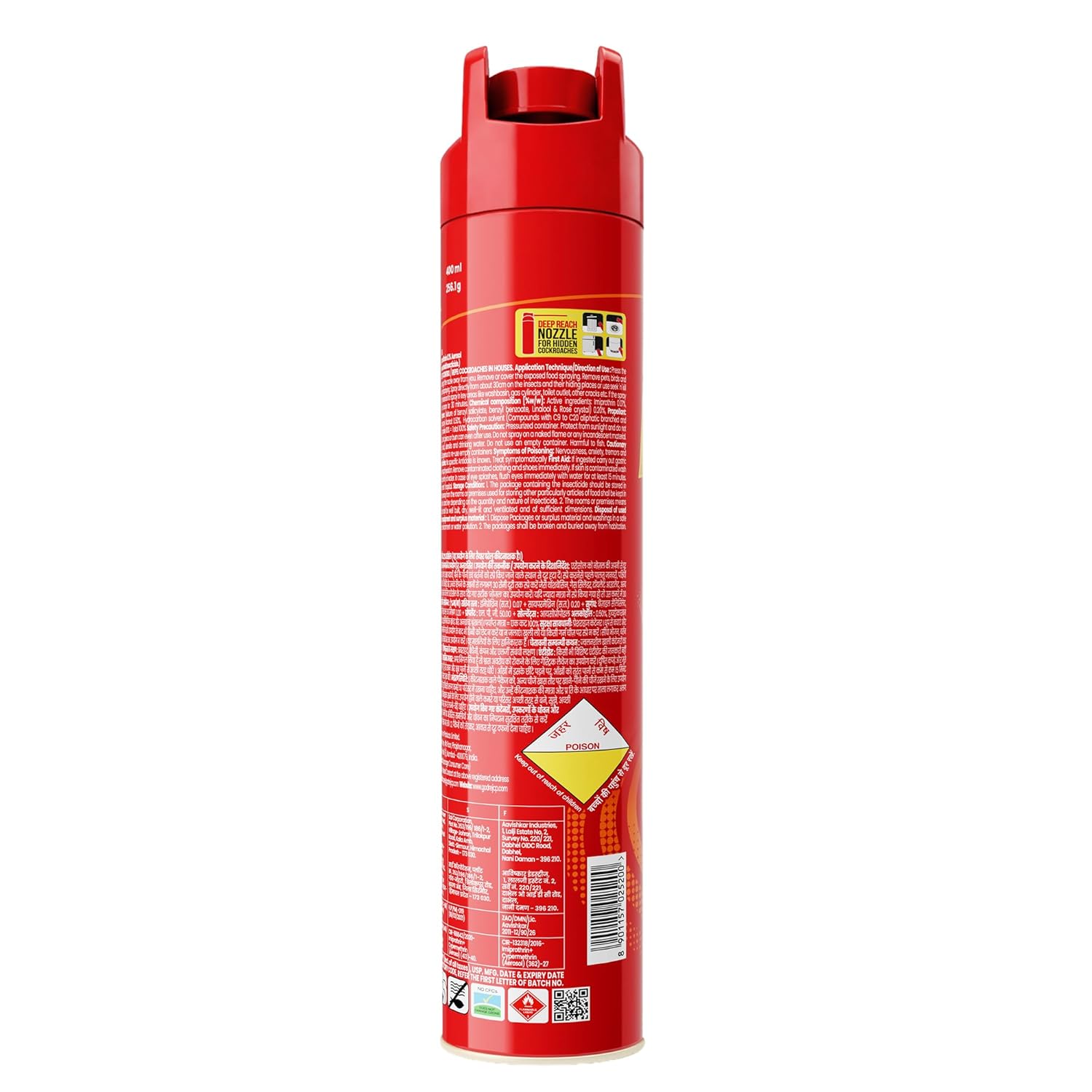 HIT Crawling Insect Killer – Cockroach Killer Spray | Instant Kill | Deep-Reach Nozzle | Fresh Fragrance, 400ml