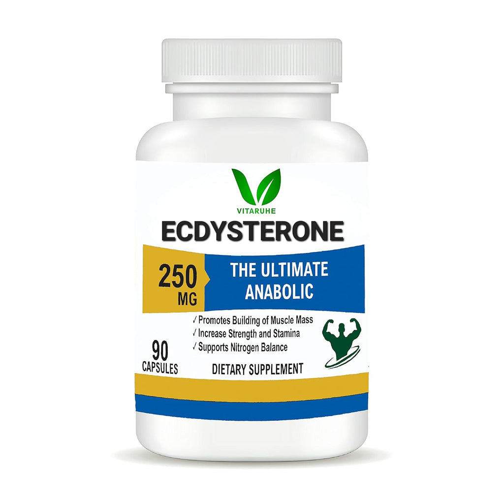 VITARUHE Ecdysterone Supplement 250Mg | Increases Fat Free Muscle Mass, Training Performance, Strength And Protein Synthesis, 98% Maximum Purity, Formulated For Improved Absorption 90 Capsules