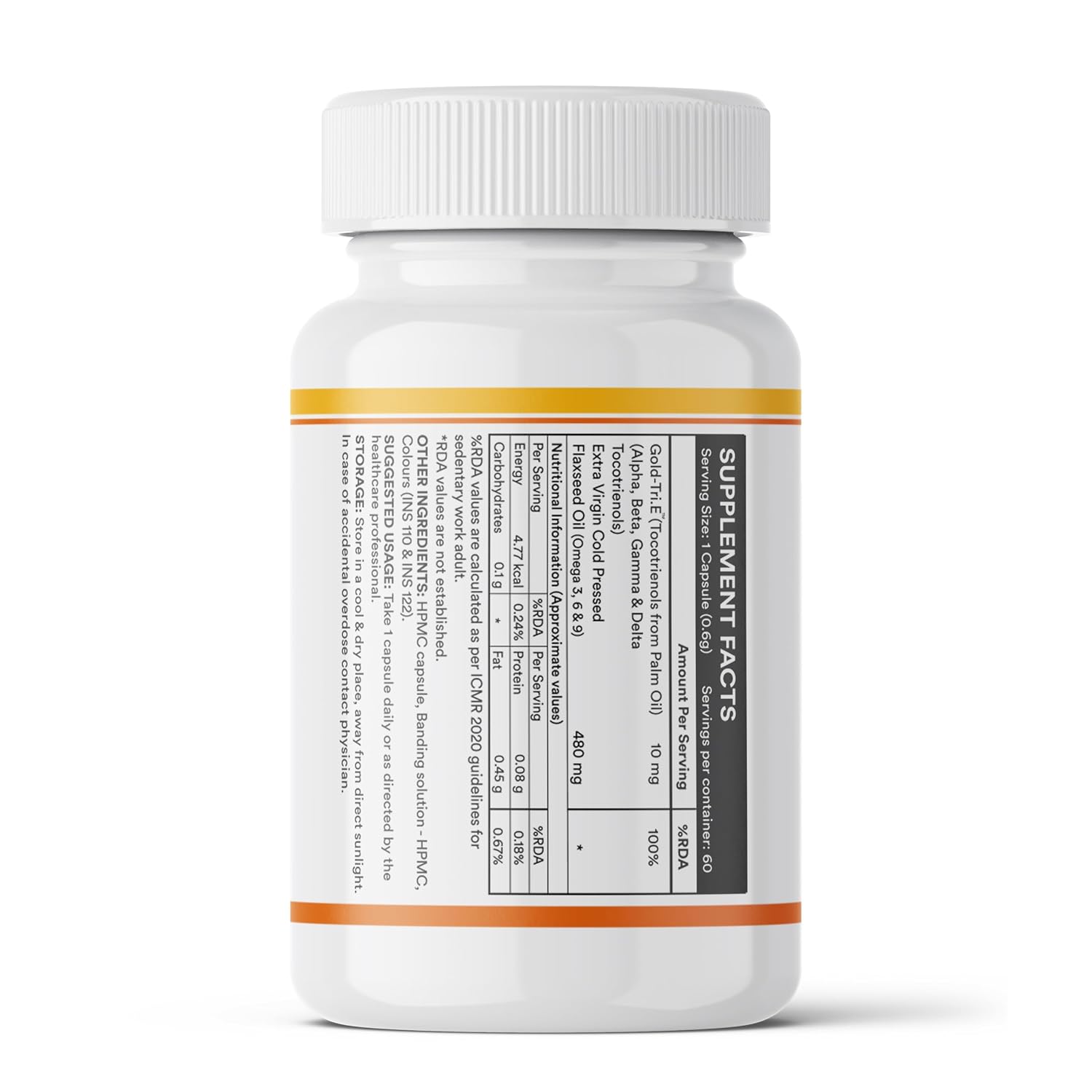 INLIFE Tocotrienol Oil 10mg (Gold Tri.E) & Flaxseed Oil 480mg Supplement | Extra Virgin Cold-Pressed Omega 3 6 9 | Supports Heart, Skin, Hair & Immune Health - 60 Vegetarian Capsules