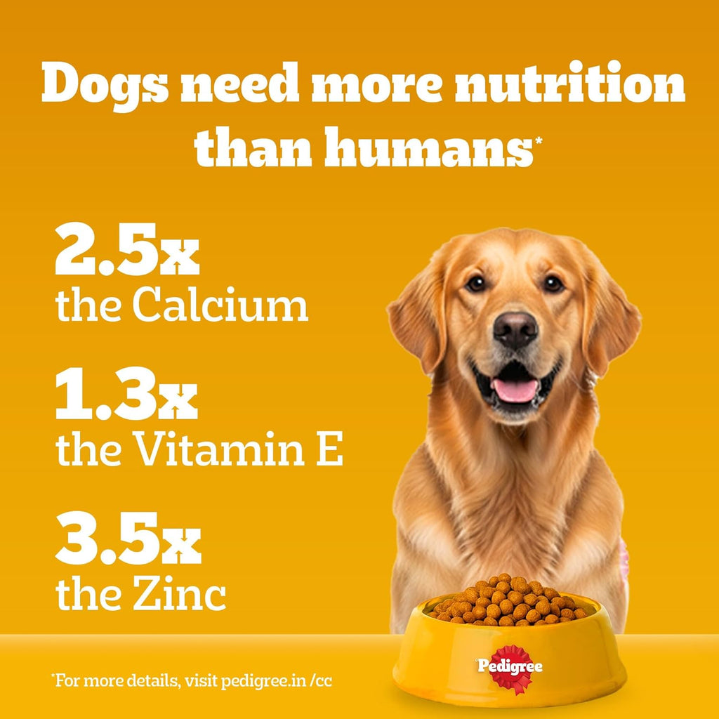 Pedigree Adult & Puppy Dry Dog Food, 100% Vegetarian, 1 kg, Contains 37 Essential Nutrients, 100% Complete & Balanced Food for Adult Dogs