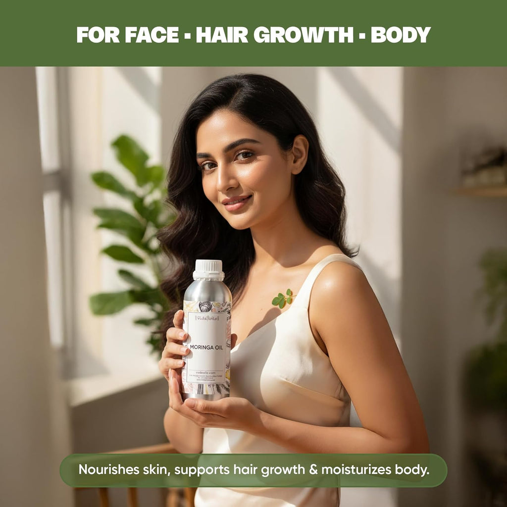VedaOils Moringa Oil For Hair Growth, Face & Skin Nourishment - 100 ml