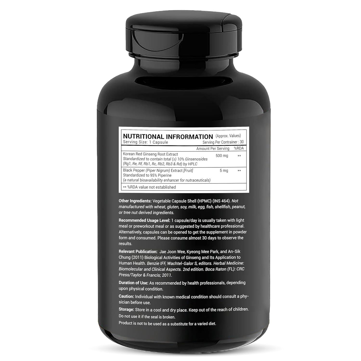 GREENDORSE Korean Red Panax Ginseng Root Extract | 10% Root Ginsenosides by HPLC | Extra Strength Ginsenosides for Energy, Focus, Performance, Vitality & Immune Support- 30 Veg Capsules