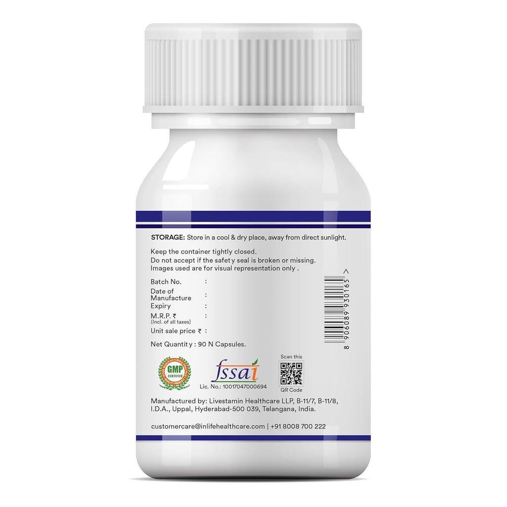 INLIFE Chitosan Supplement 1050 mg, per serving - 90 Capsules (Pack of 1)