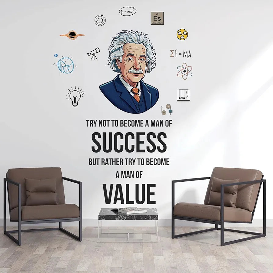 StickMe Albert Einstein Never Stop Learning Because Life Never Stop Teaching Inspirational Quotes Wall Sticker Premium Large - 140 x 100 cm