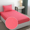 Fresh From Loom Single Bedsheet Microfiber Rotary Printed Hypoallergenic Wrinkle Free with 1 Pillow Covers 144 TC Pink Damas